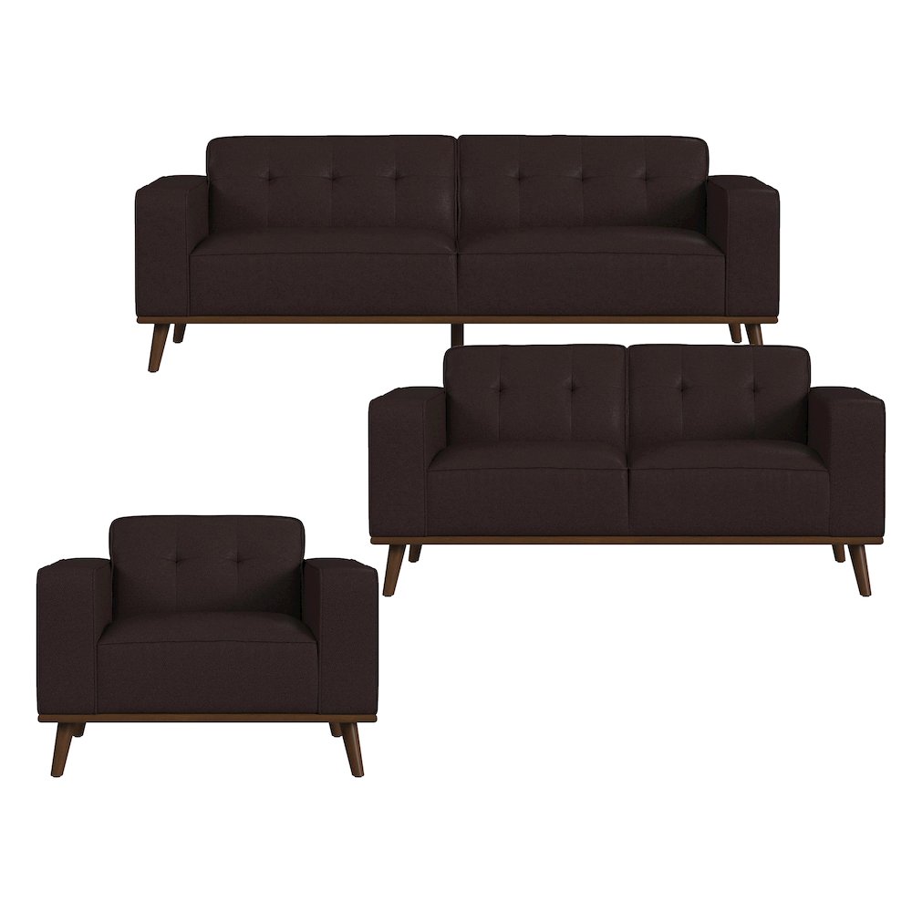 Destiny 3PC Living Room Set in Pebble Brown-Sofa, Loveseat & Chair. Picture 1
