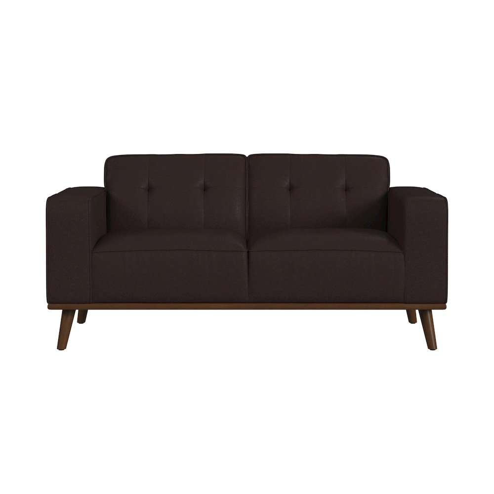 Destiny Loveseat with Wood Front in Pebble Brown. Picture 2