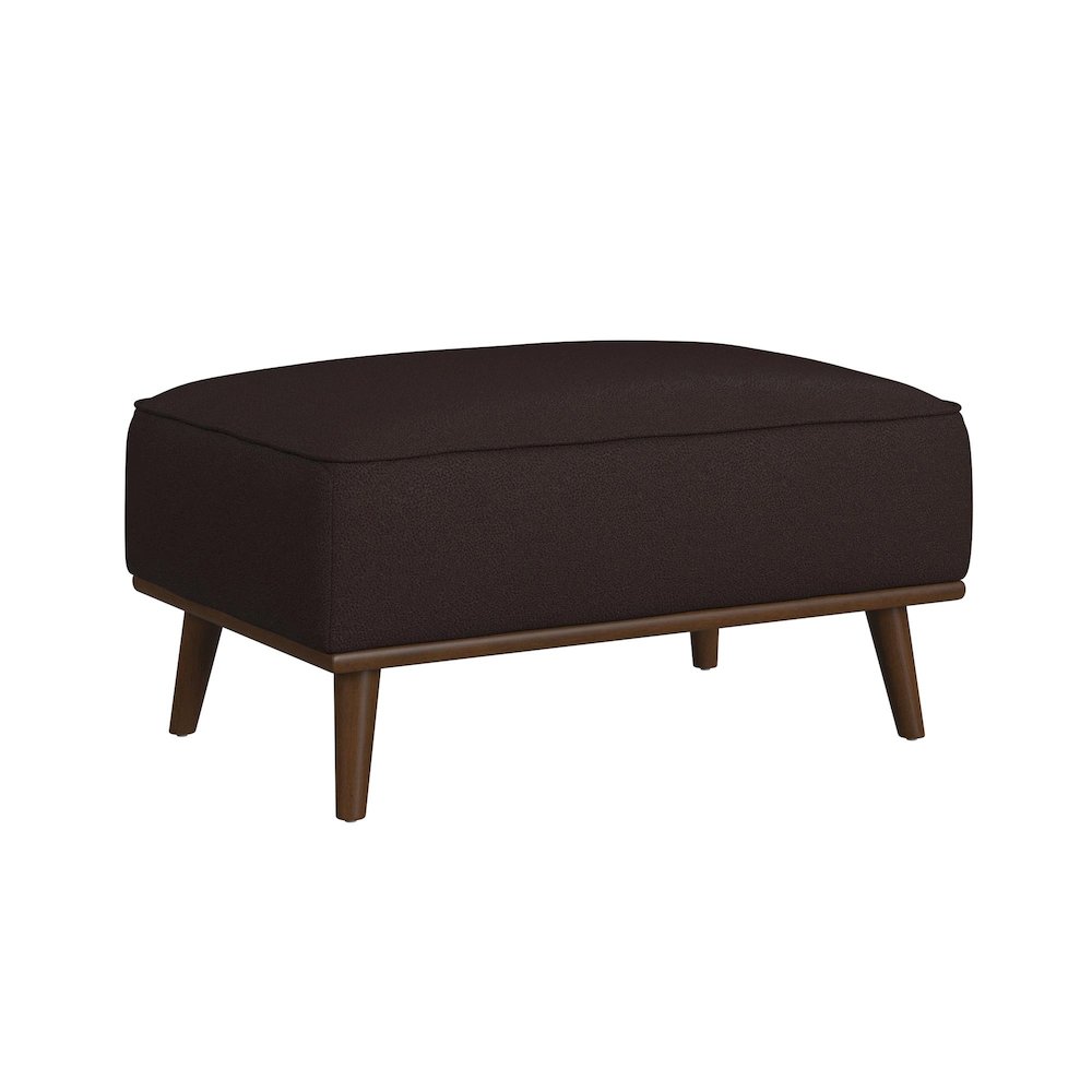 Destiny Ottoman with Wood Base in Pebble Brown. Picture 1