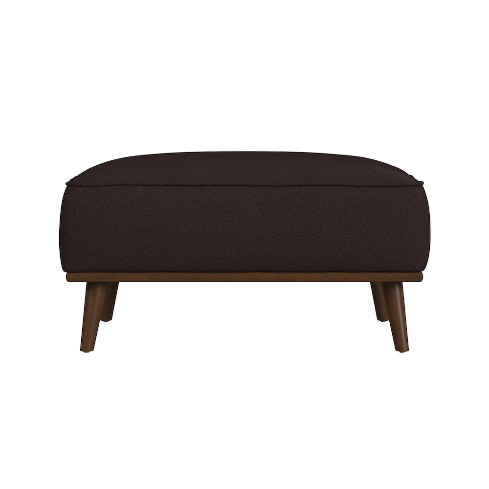 Destiny Ottoman with Wood Base in Pebble Brown. Picture 2