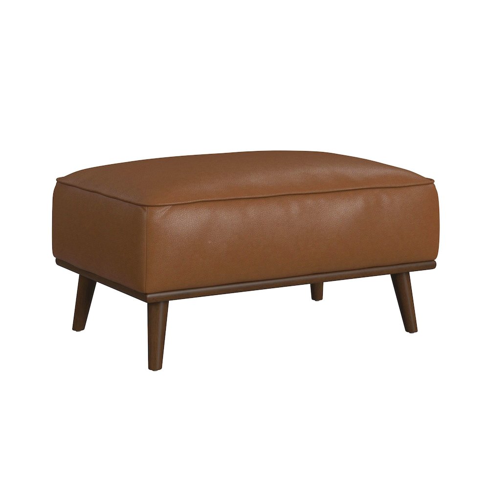 Destiny Ottoman with Wood Base in Pebble Tan. Picture 1