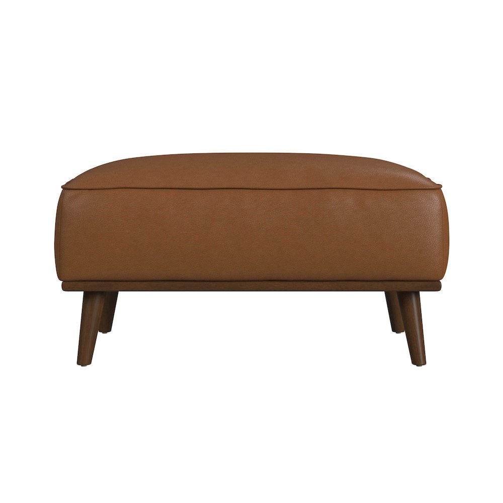 Destiny Ottoman with Wood Base in Pebble Tan. Picture 2