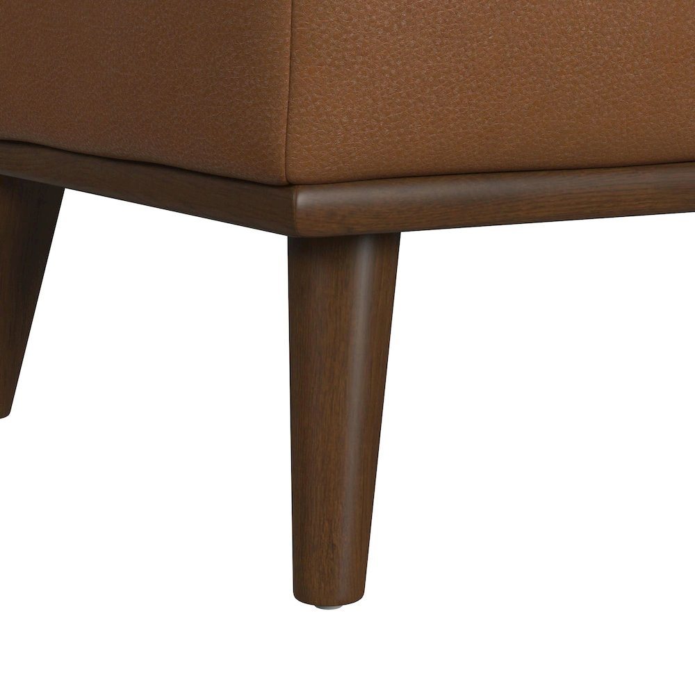 Destiny Ottoman with Wood Base in Pebble Tan. Picture 5