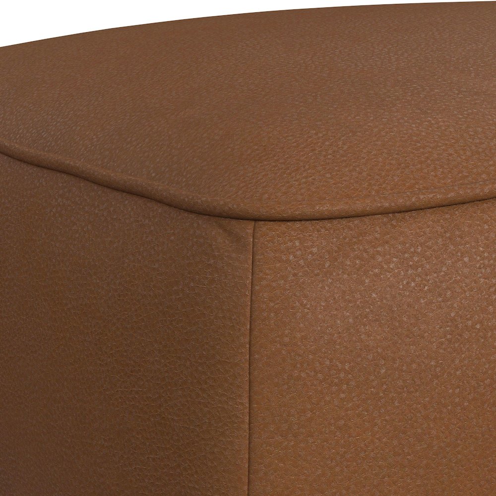 Destiny Ottoman with Wood Base in Pebble Tan. Picture 4