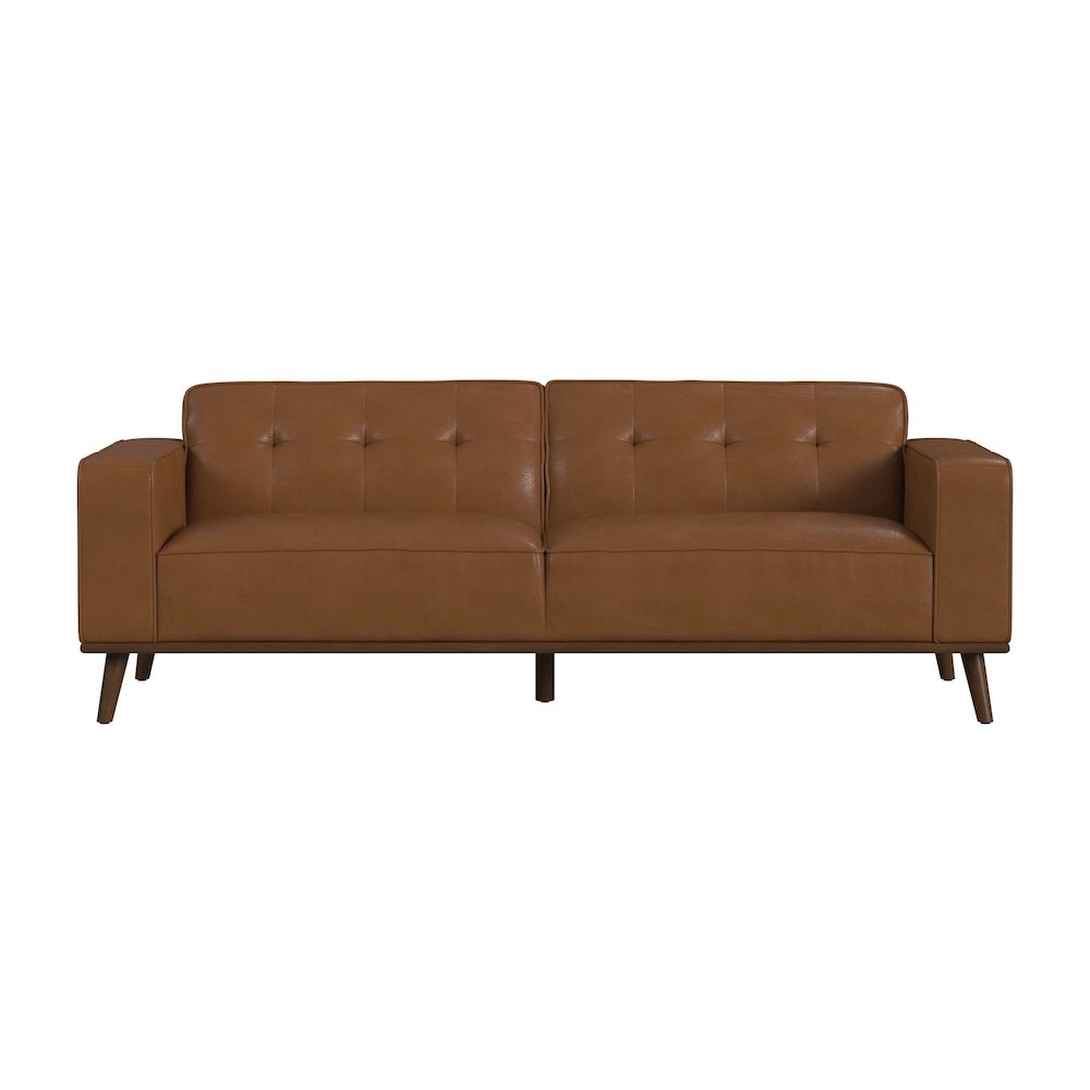 Destiny Sofa with Wood Front in Pebble Tan. Picture 2
