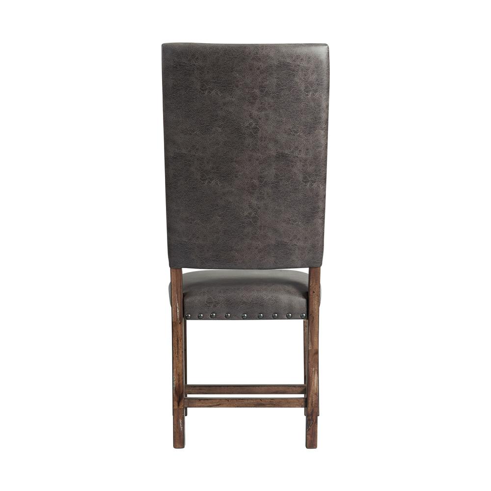 Brown Tall Back Upholstered Dining Chairs Set of 2 with Foam Cushion. Picture 6