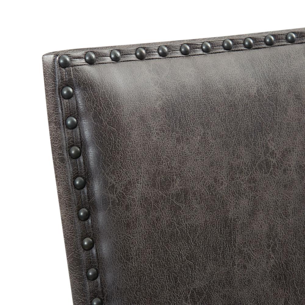 Brown Tall Back Upholstered Dining Chairs Set of 2 with Foam Cushion. Picture 7