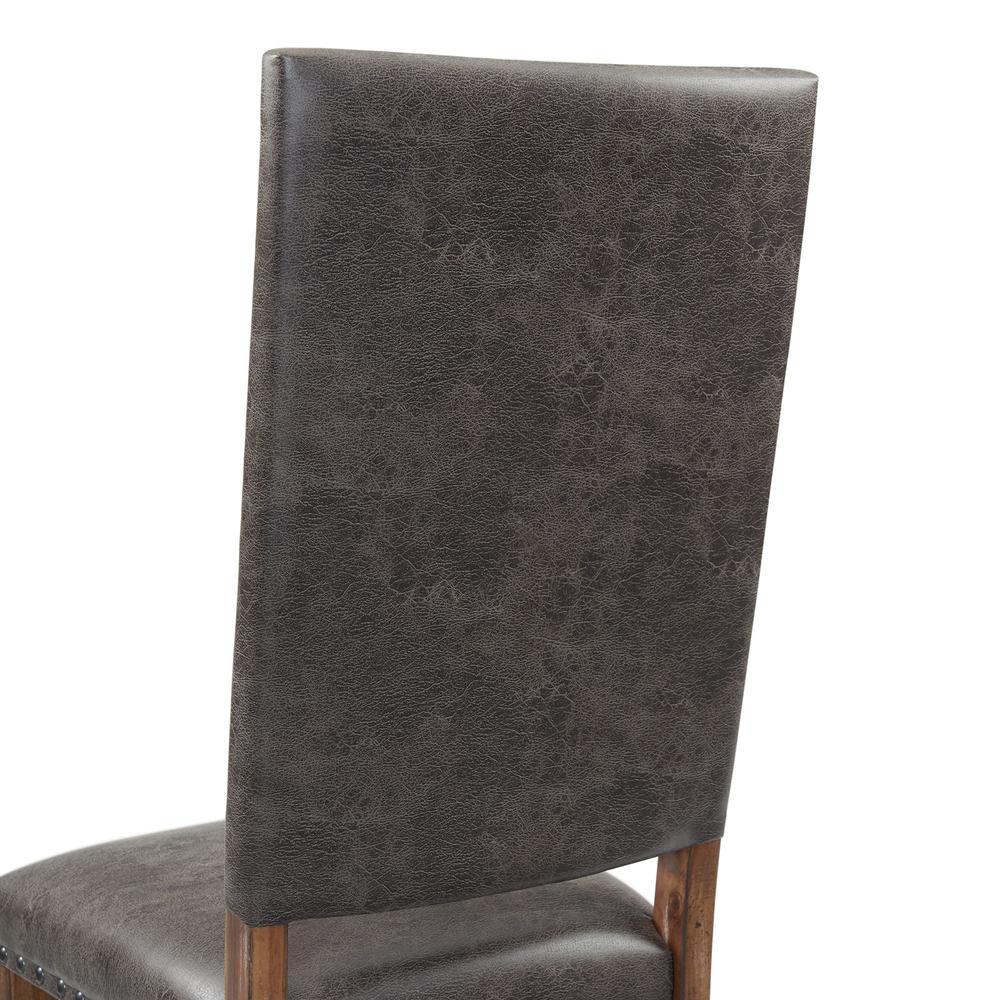 Brown Tall Back Upholstered Dining Chairs Set of 2 with Foam Cushion. Picture 8