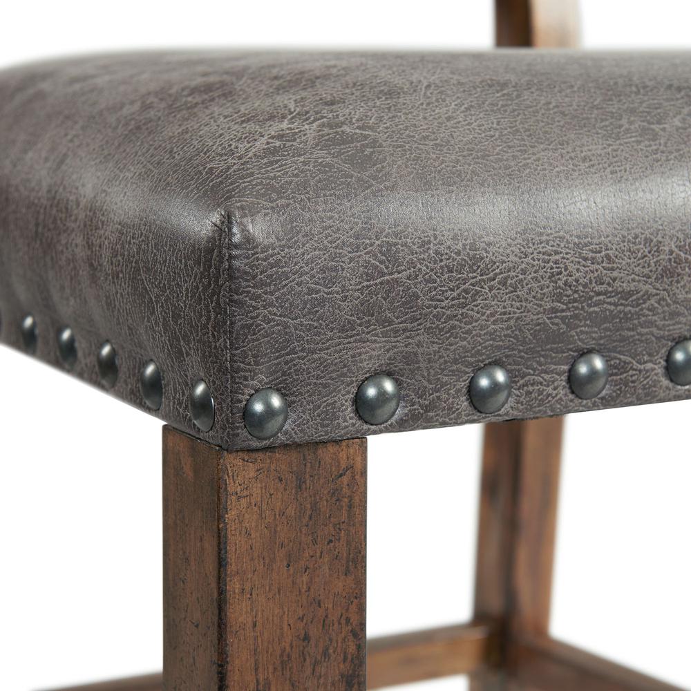 Brown Tall Back Upholstered Dining Chairs Set of 2 with Foam Cushion. Picture 9