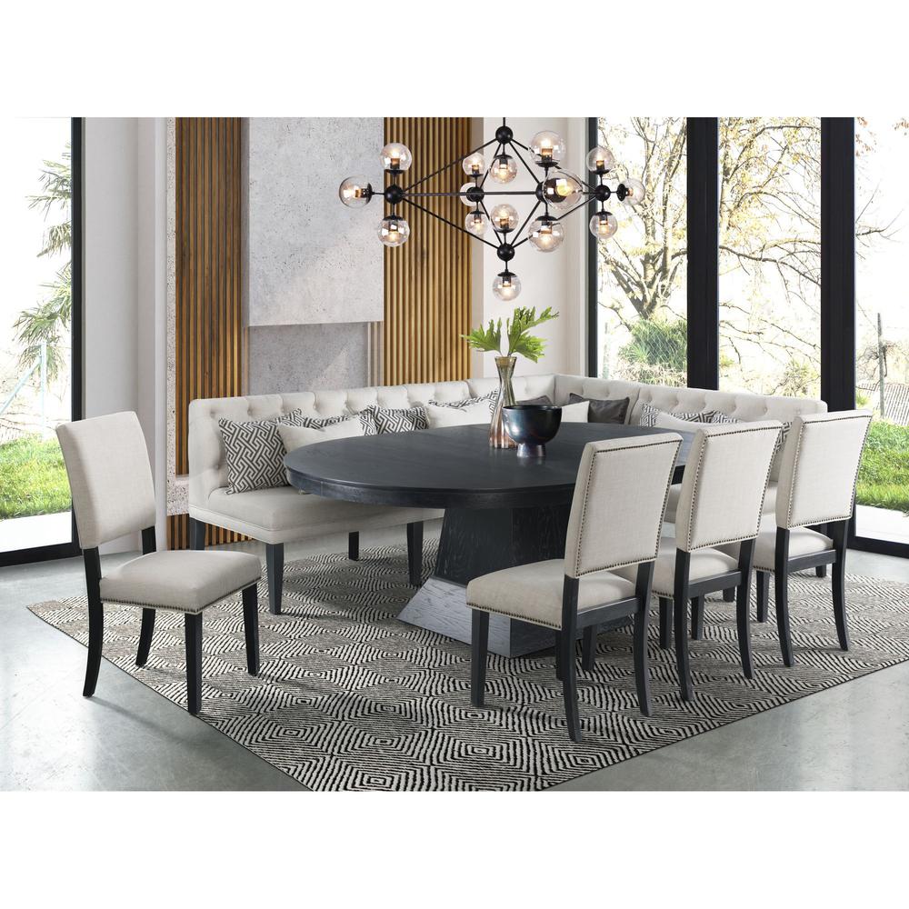 Mara 8PC Oval Dining Set-Table, Four Side Chairs and Banquette Seating. Picture 1