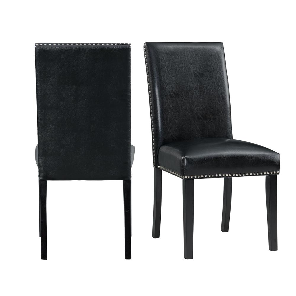 Pia Faux Leather Side Chair Set in Black. Picture 1