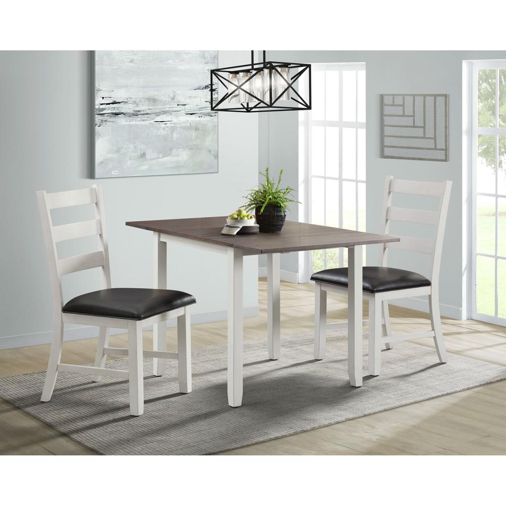 Tuttle 3PC Drop Leaf Dining Set in Brown-Table & Two Chairs. Picture 1