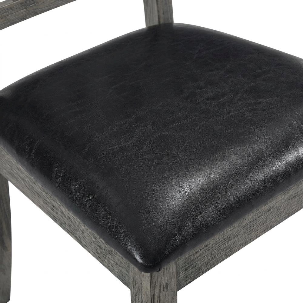 Farmhouse Fan Back Dining Chair with Polyurethane Upholstered Seat, Grey Oak. Picture 6