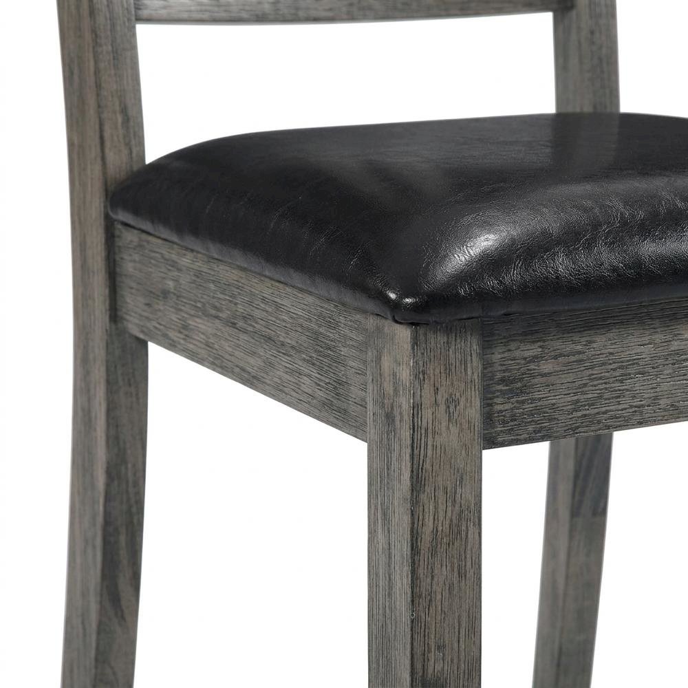 Farmhouse Fan Back Dining Chair with Polyurethane Upholstered Seat, Grey Oak. Picture 7