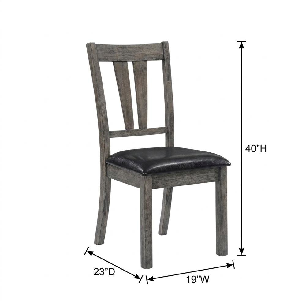 Farmhouse Fan Back Dining Chair with Polyurethane Upholstered Seat, Grey Oak. Picture 5