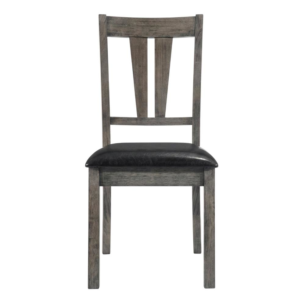 Farmhouse Fan Back Dining Chair with Polyurethane Upholstered Seat, Grey Oak. Picture 1