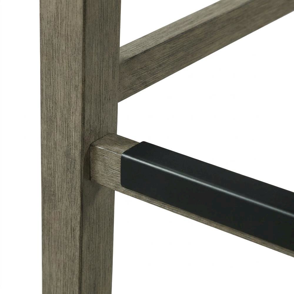 Polyester-Upholstered Counter Stool with Back, Transitional Bar Stools, Grey. Picture 7