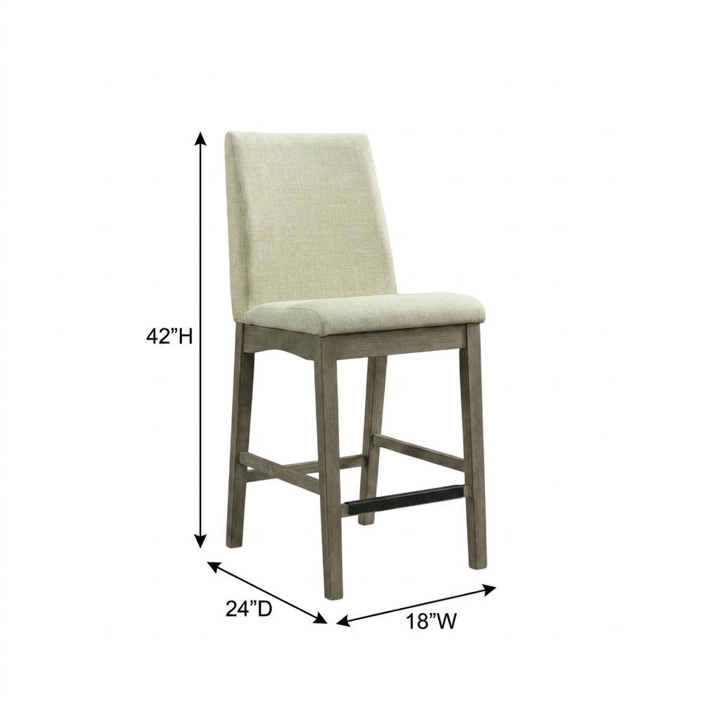 Polyester-Upholstered Counter Stool with Back, Transitional Bar Stools, Grey. Picture 5
