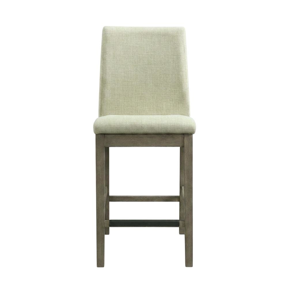 Polyester-Upholstered Counter Stool with Back, Transitional Bar Stools, Grey. Picture 1