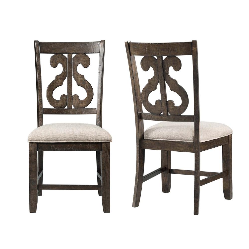 Stanford Wooden Swirl Back Side Chair Set. Picture 1