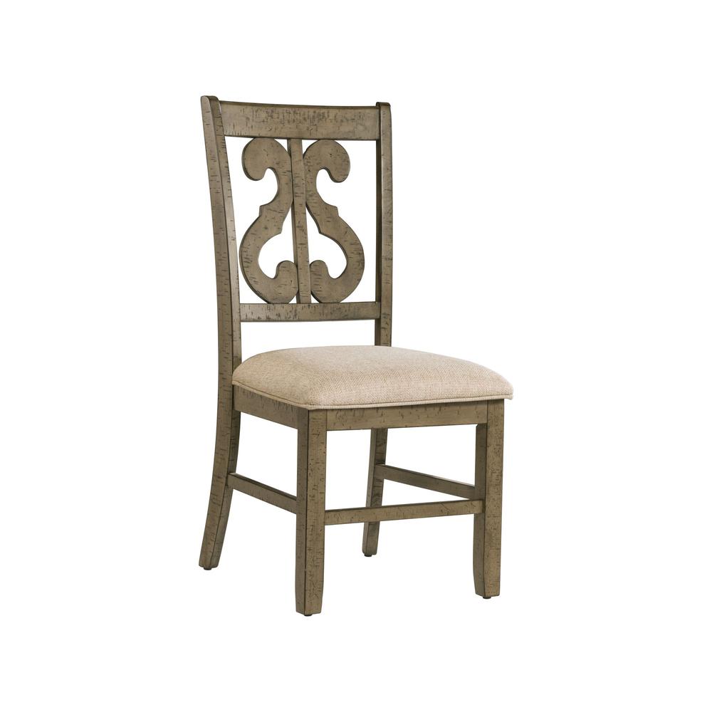 Taupe/Grey Wooden Swirl Back Side Chair Set. Picture 3