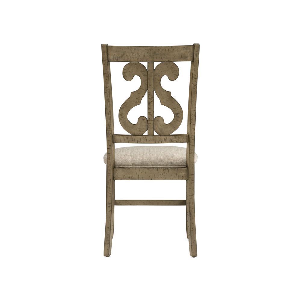 Taupe/Grey Wooden Swirl Back Side Chair Set. Picture 4