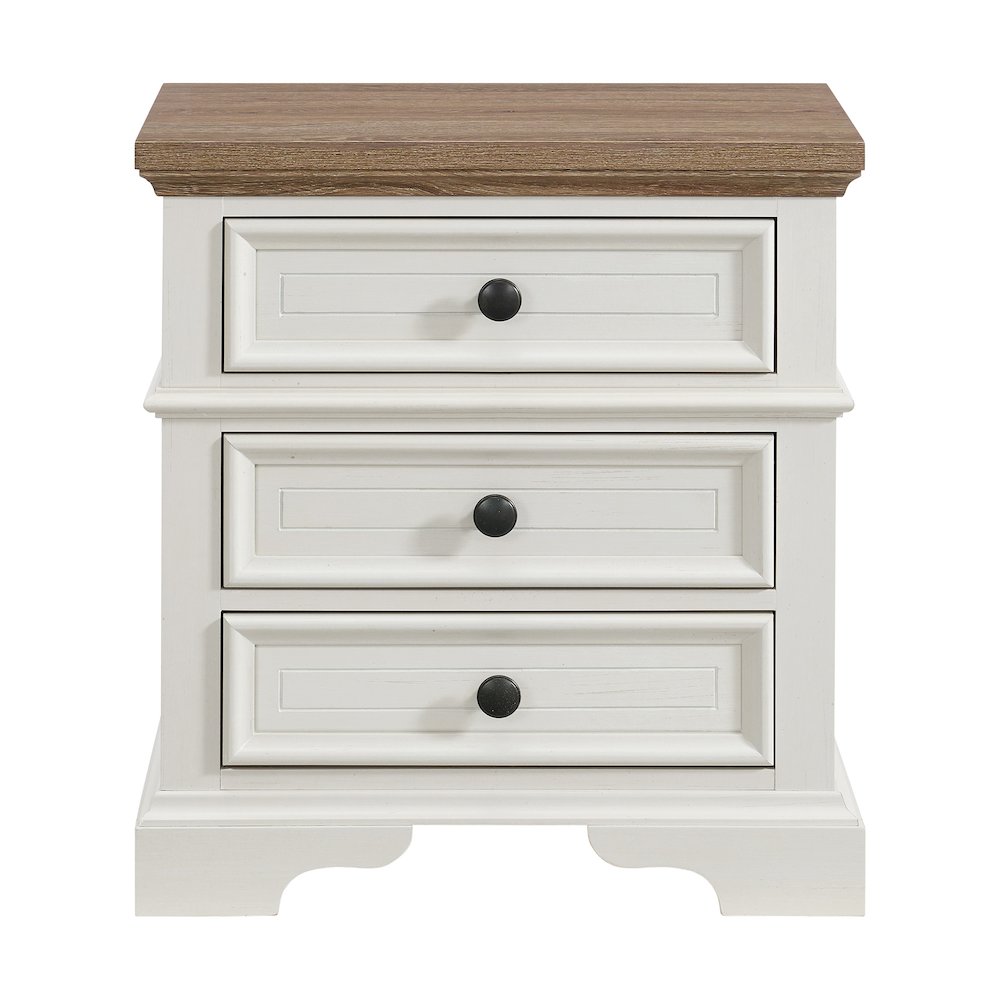 Ulysses Youth 3-Drawer Nightstand in Brown and White. Picture 2