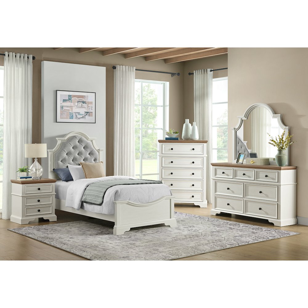 Ulysses Youth Twin UPH 5PC Bedroom Set in White. Picture 5