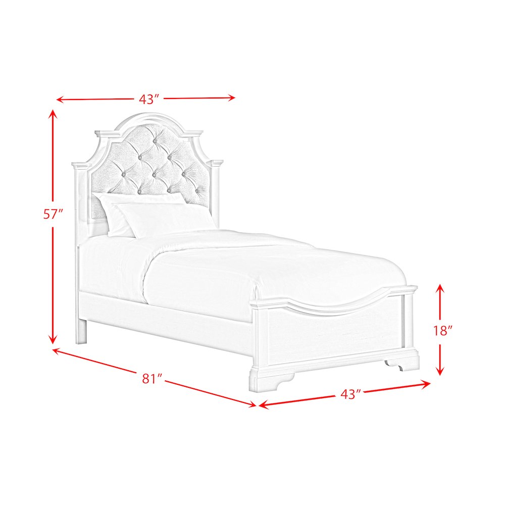 Ulysses Youth Twin UPH 5PC Bedroom Set in White. Picture 13