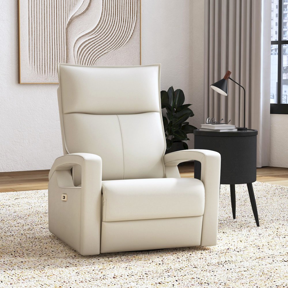 Barnard P1 Recliner with Glider and Swivel in Del Mar Cream. Picture 2