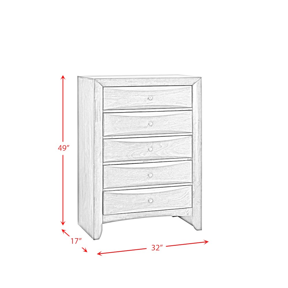 Madison Chest Grey 5Drawer (Sturdy). Picture 7