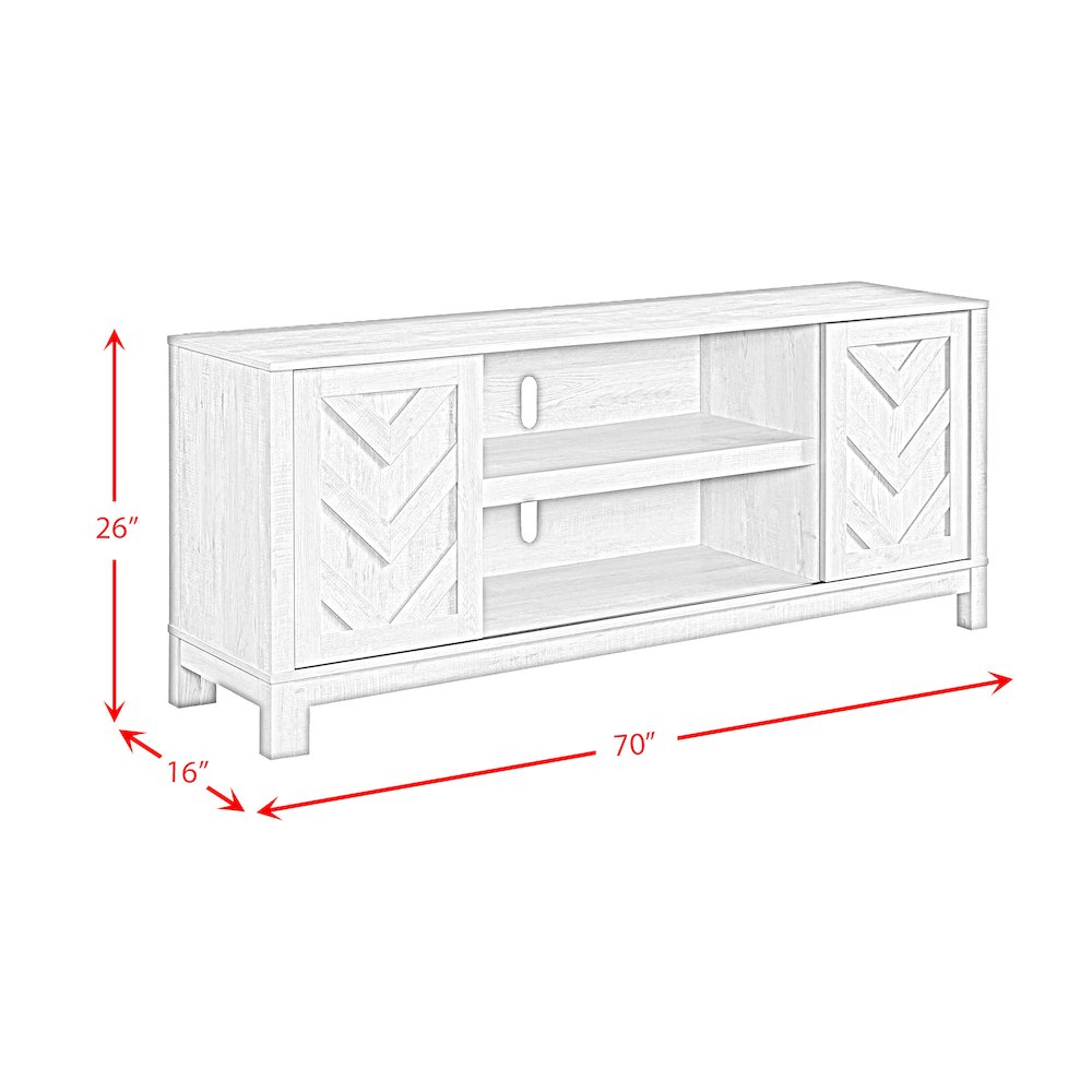 Holmes 70" TV Stand with Sliding Door in White. Picture 8