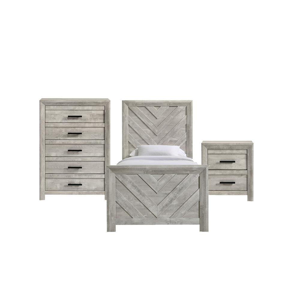 Keely Twin Panel 3PC Bedroom Set in White. Picture 1