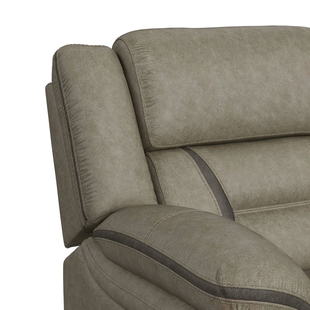 Kaoru Motion Loveseat with Console in Corral Grey. Picture 3