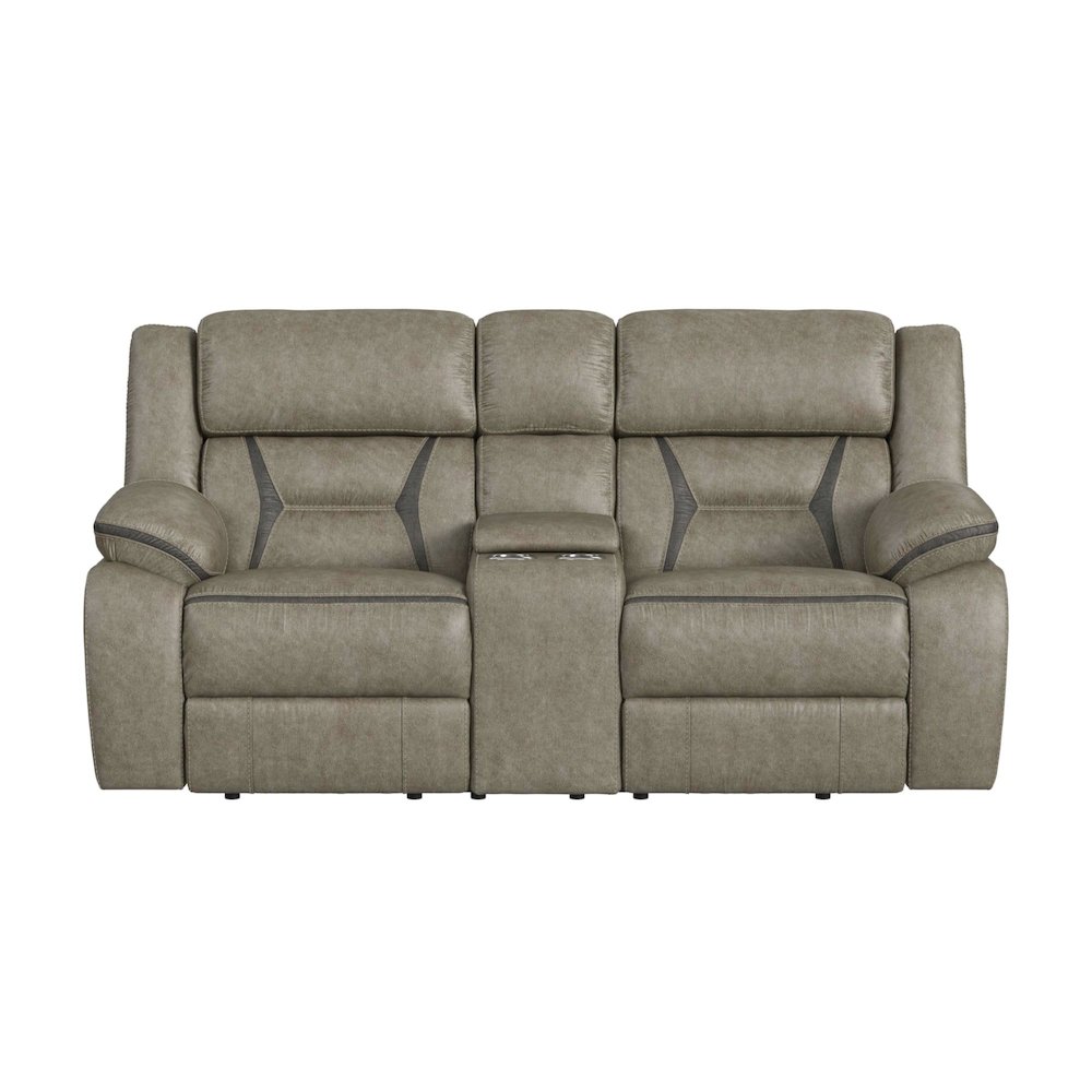 Kaoru Motion Loveseat with Console in Corral Grey. Picture 2