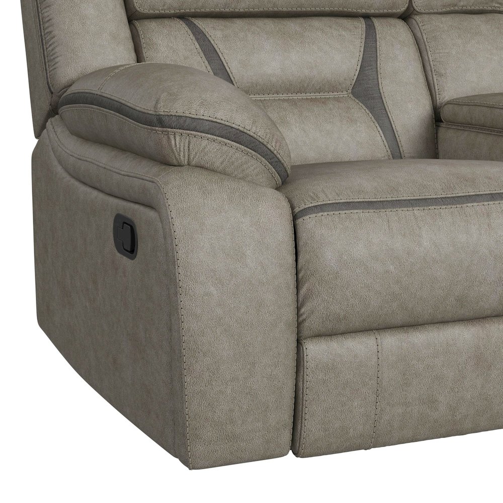 Kaoru Motion Loveseat with Console in Corral Grey. Picture 4