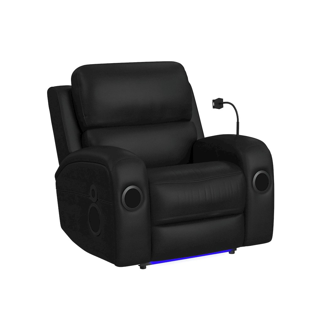 P3 Power Glider Recliner, Ipad holder, wireless charger, USB in Aline Black. Picture 1