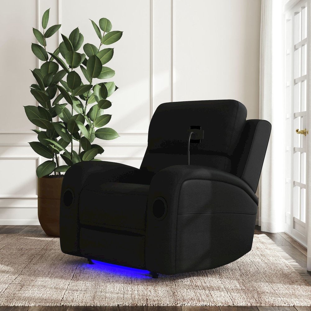 P3 Power Glider Recliner, Ipad holder, wireless charger, USB in Aline Black. Picture 11
