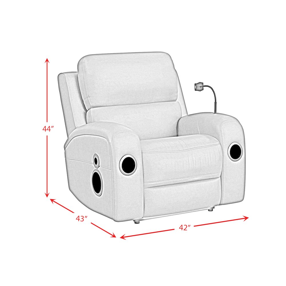 P3 Power Glider Recliner, Ipad holder, wireless charger, USB in Aline Black. Picture 12