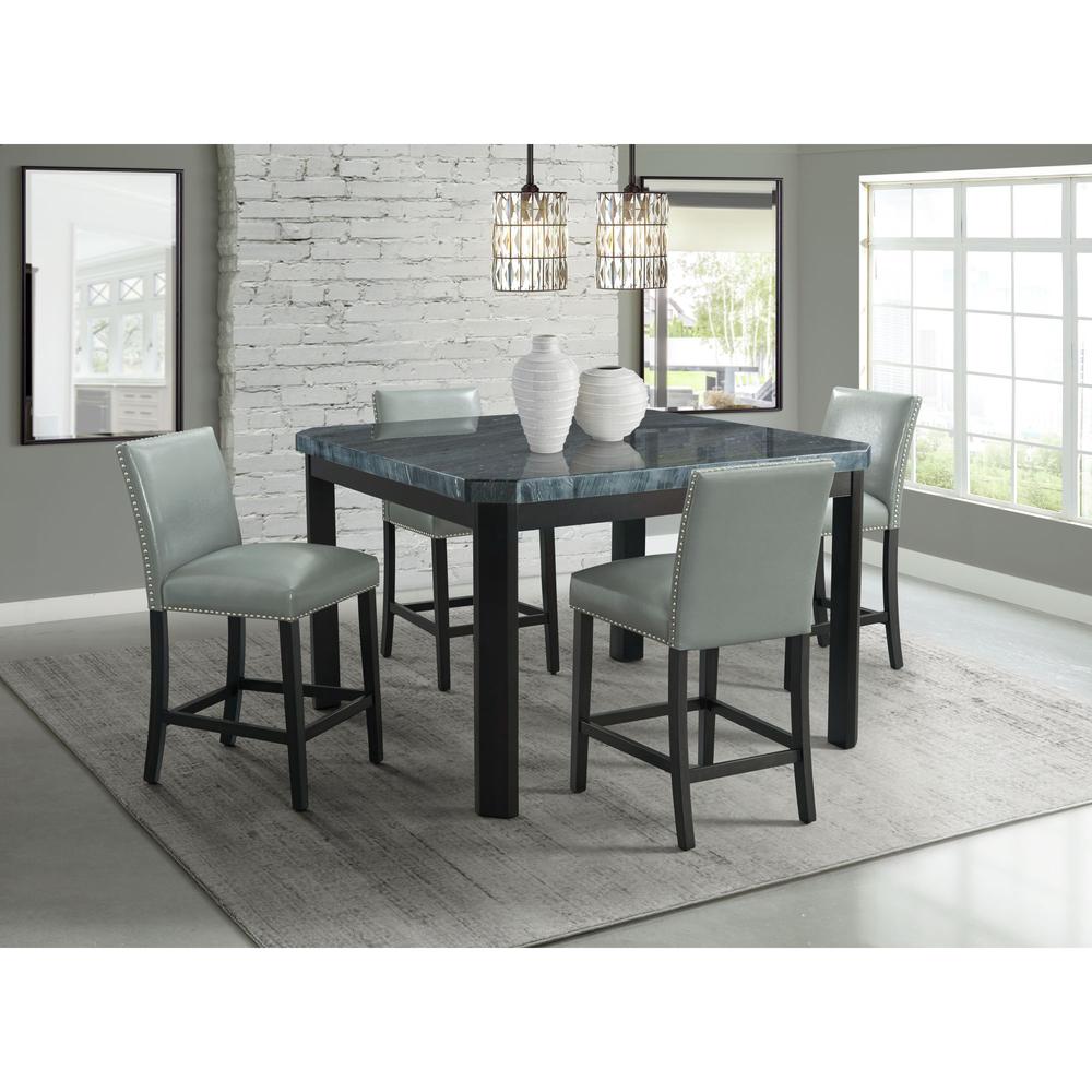 Celine 5PC Counter Height Dining Set-Table & Four Grey Faux Leather Chairs. Picture 2
