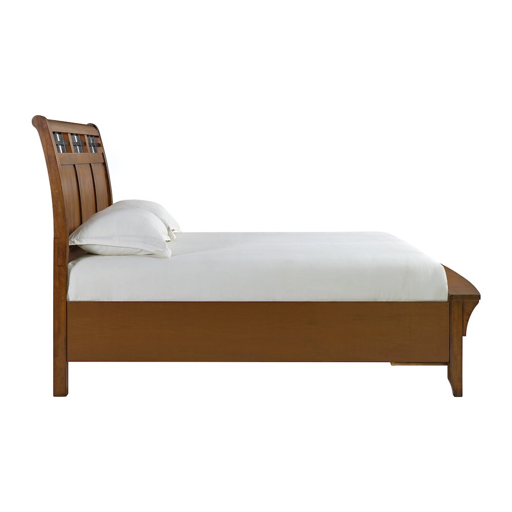 Joseph Queen Sleigh Storage Bed in Chestnut. Picture 3