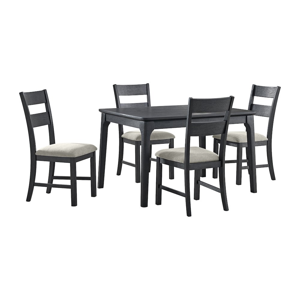 Mendoza 5PC Dining Set with Table and 4 Chairs in Black. Picture 1