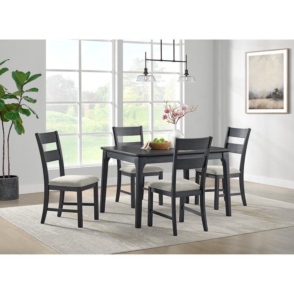 Mendoza 5PC Dining Set with Table and 4 Chairs in Black. Picture 10