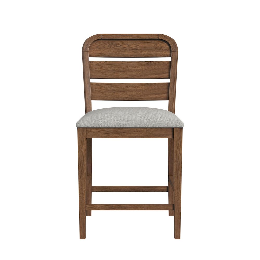 Thorin Counter Chair with Light Grey Fabric in Brown. Picture 6