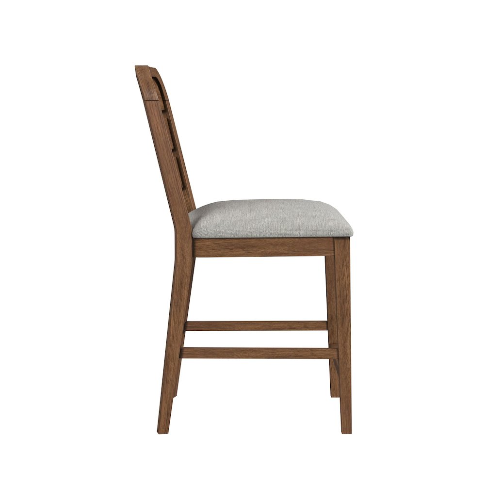 Thorin Counter Chair with Light Grey Fabric in Brown. Picture 7