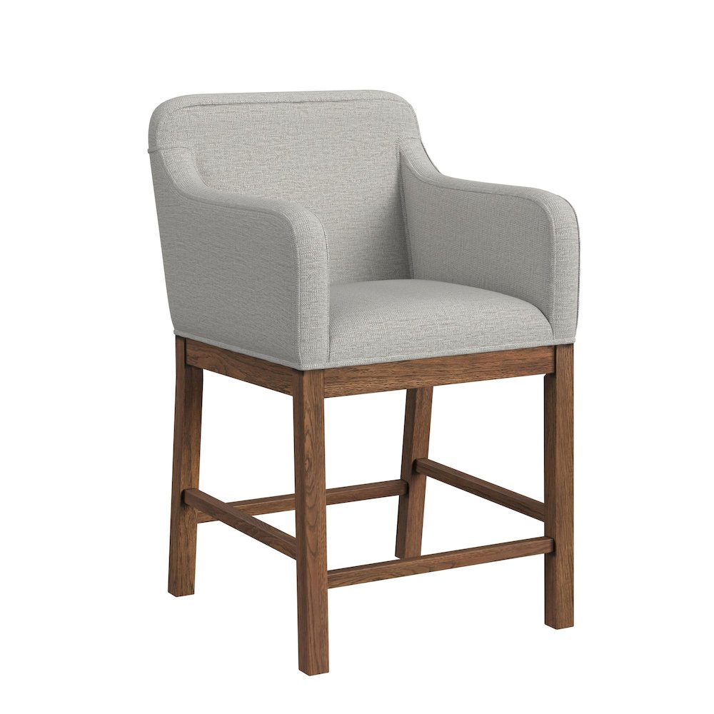 Thorin UPH Counter Chair with Light Grey Fabric in Brown. Picture 1