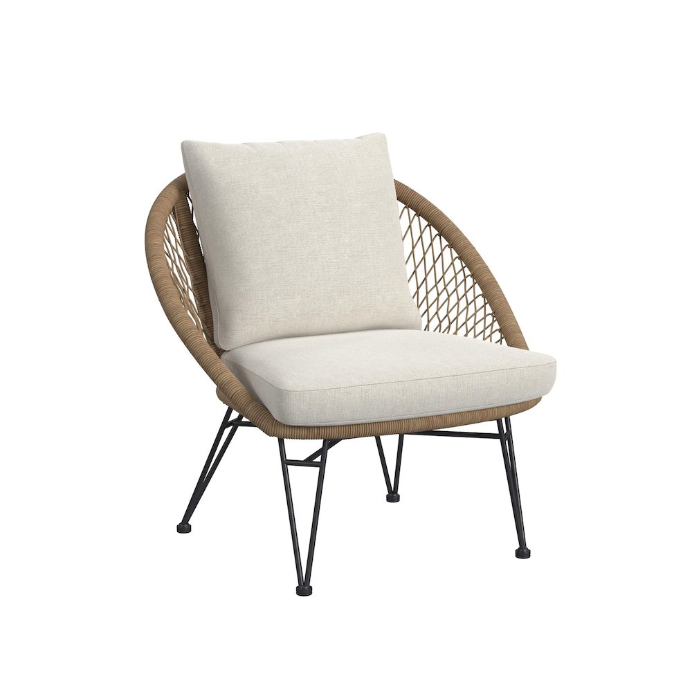 Grace Outdoor Seating 4PC Set - Black, Natural and Olefin Beige. Picture 5