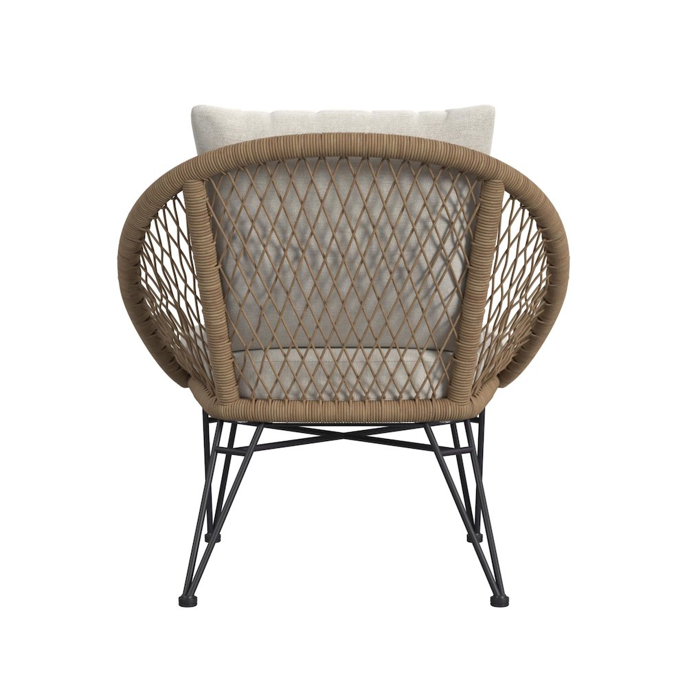 Grace Outdoor Seating 4PC Set - Black, Natural and Olefin Beige. Picture 7