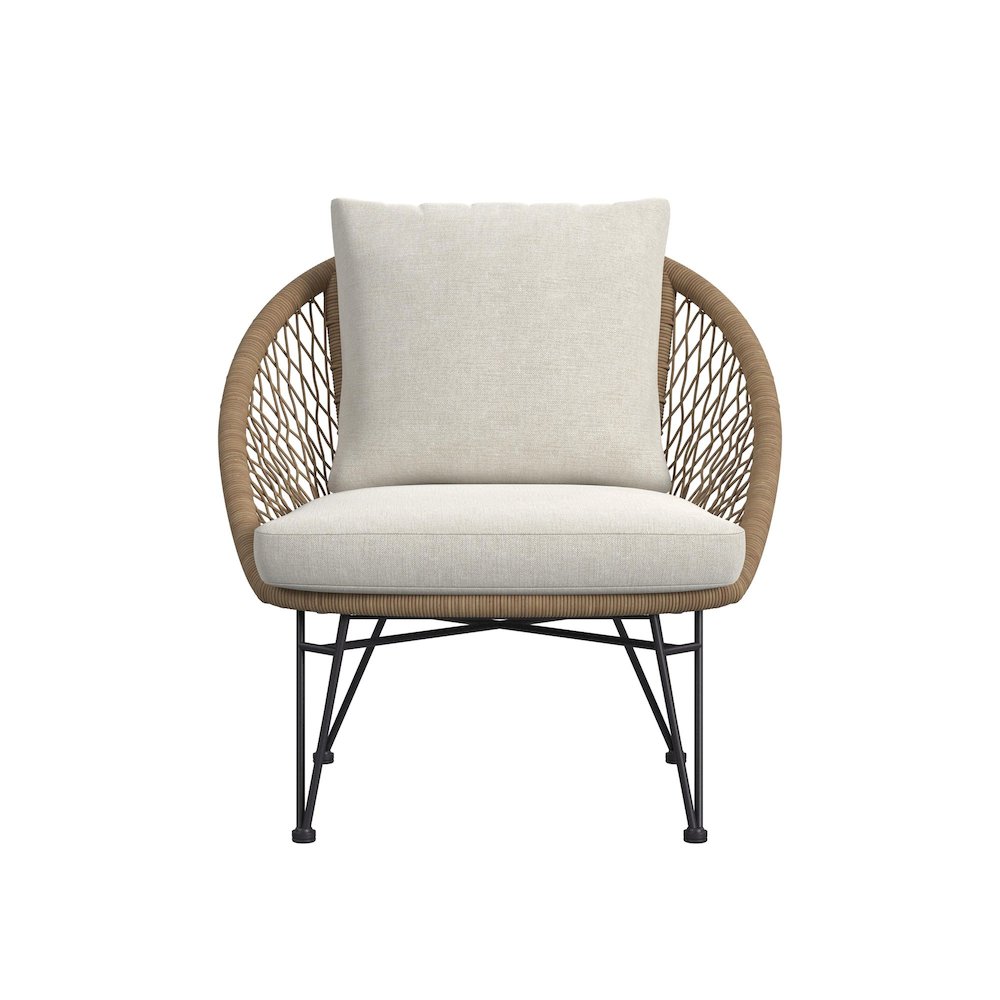 Grace Outdoor Seating 4PC Set - Black, Natural and Olefin Beige. Picture 6