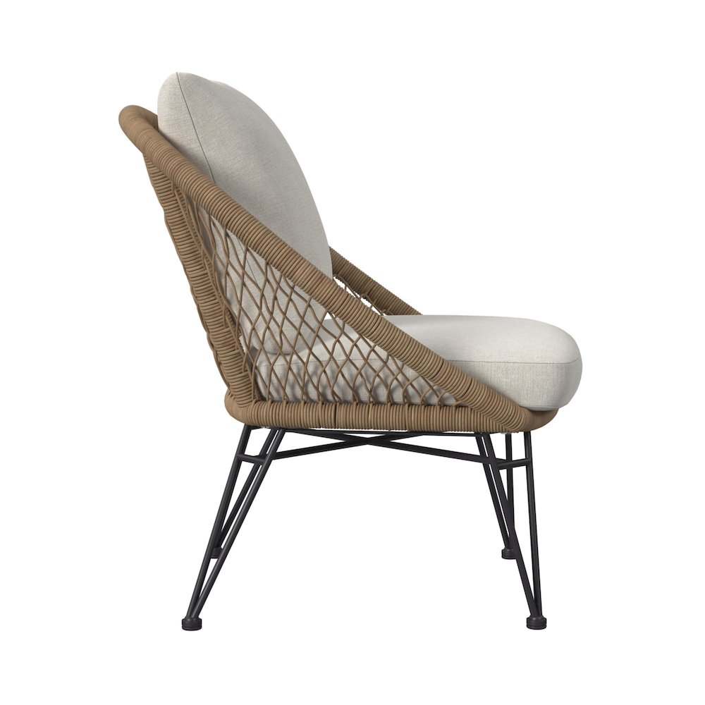 Grace Outdoor Seating 4PC Set - Black, Natural and Olefin Beige. Picture 8
